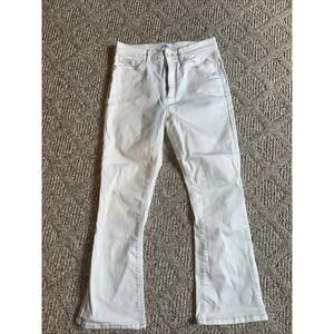 Womens Loft The Kick Crop High Rise Jeans -‎ Off White Size 26/2 EUC
